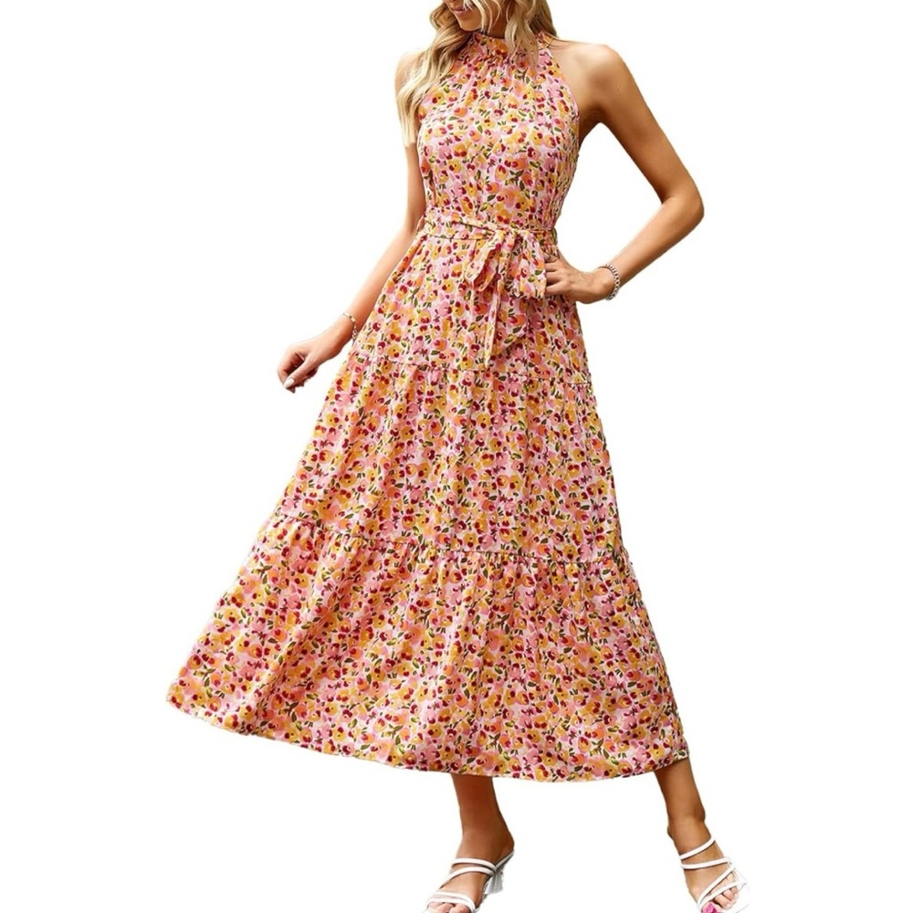 NWOT PrettyGarden Floral Halter Neck Midi Maxi Dress | Flowy (M- US 8-10)